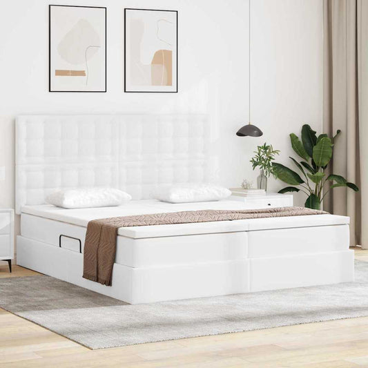 Letto con contenitore e LED Bianco Puro 200 x 200 cm