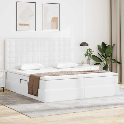 Letto con contenitore e LED Bianco Puro 200 x 200 cm