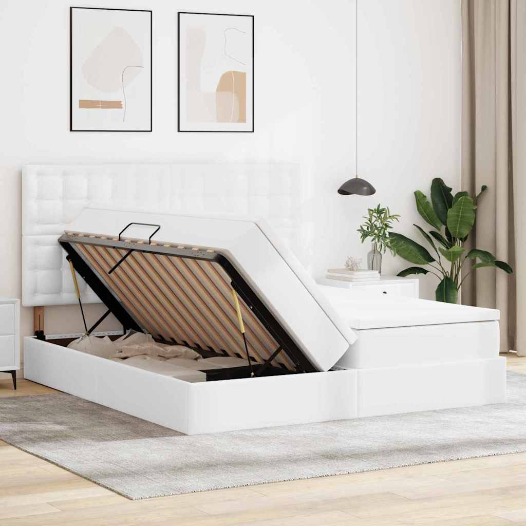 Letto con contenitore e LED Bianco Puro 200 x 200 cm