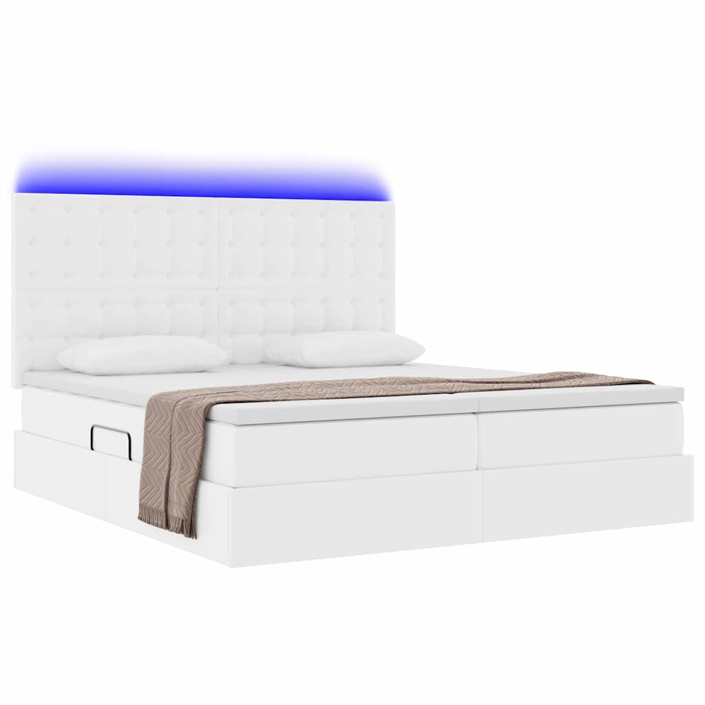 Letto con luci a strisce a LED Bianco Puro 200 x 200 cm PVC