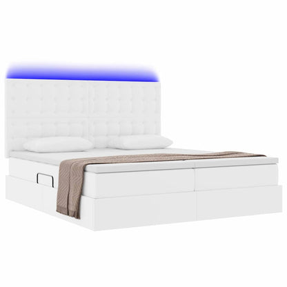 Letto con contenitore e LED Bianco Puro 200 x 200 cm