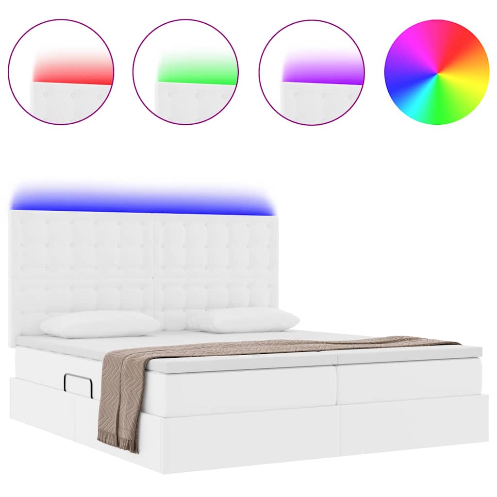 Letto con luci a strisce a LED Bianco Puro 200 x 200 cm PVC