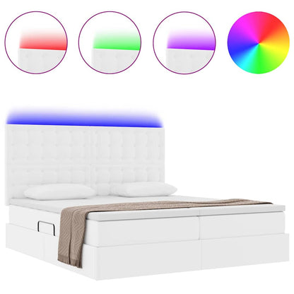 Letto con luci a strisce a LED Bianco Puro 200 x 200 cm PVC