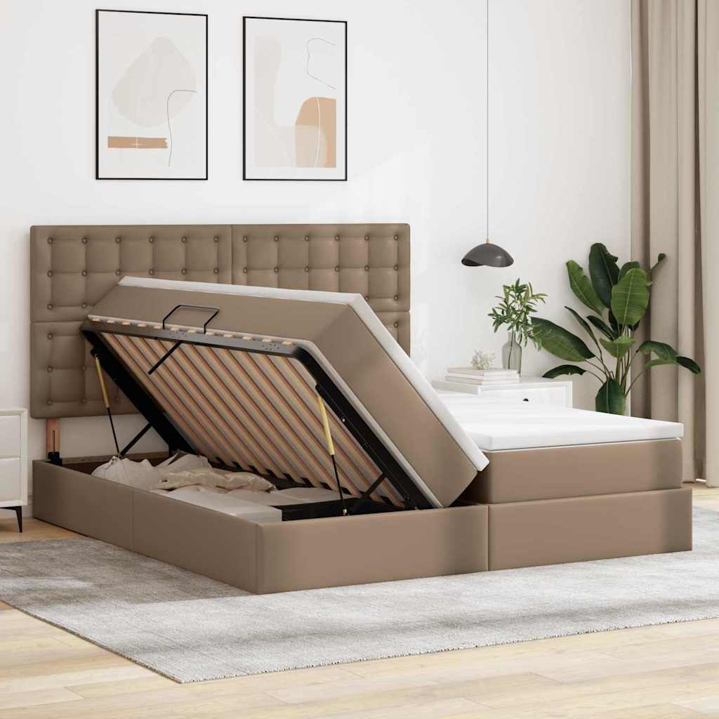 Letto con contenitore e LED Cappuccino 200 x 200 cm | homemem39