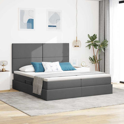 Letto con contenitore LED e materasso Grigio Scuro 180 x 200 cm