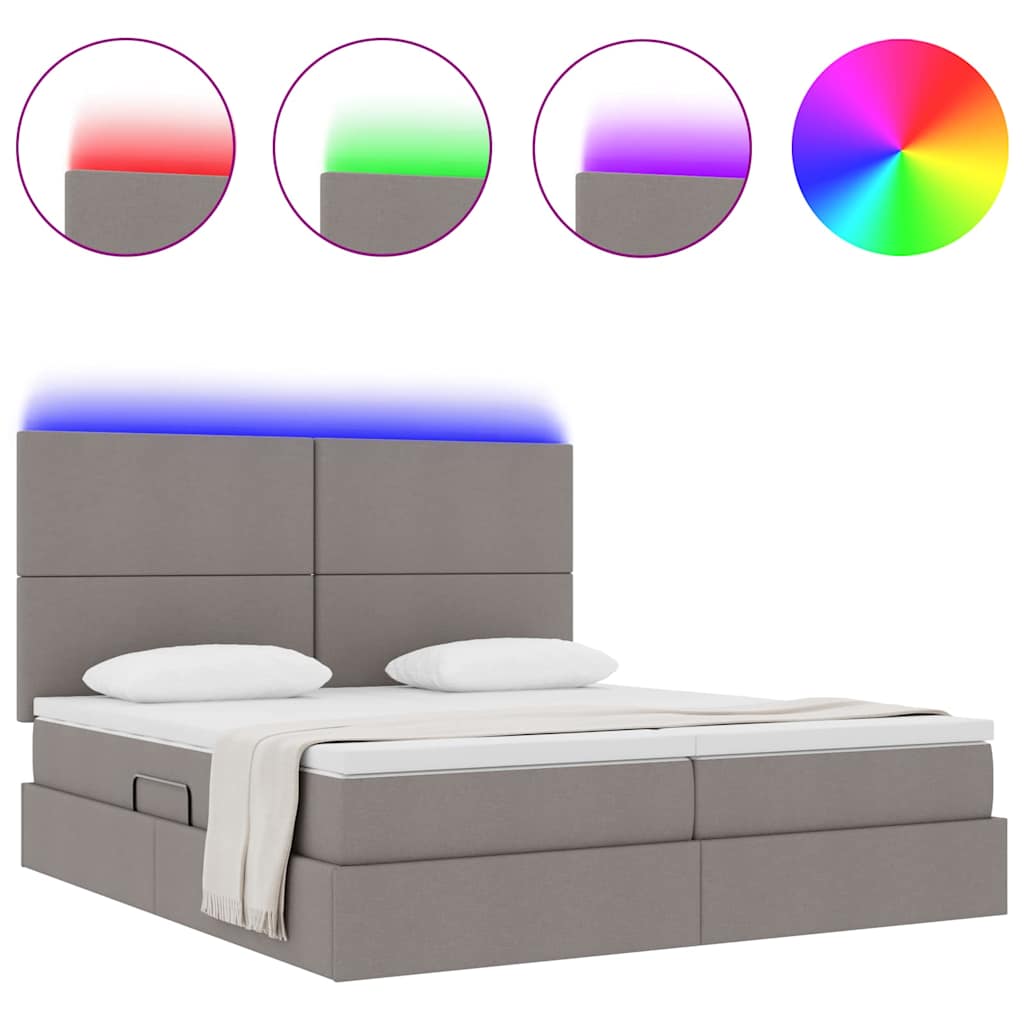 Letto con contenitore LED e materasso Tortora 180 x 200 cm