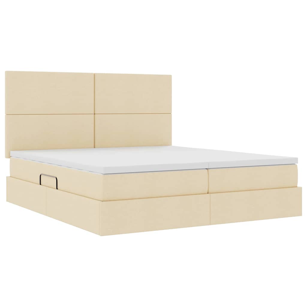 Letto con contenitore LED e materasso Crema 180 x 200 cm