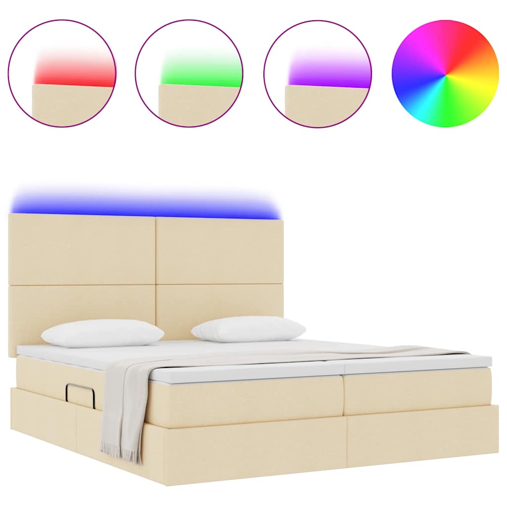 Letto con contenitore LED e materasso Crema 180 x 200 cm