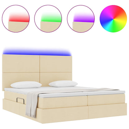 Letto con contenitore LED e materasso Crema 180 x 200 cm