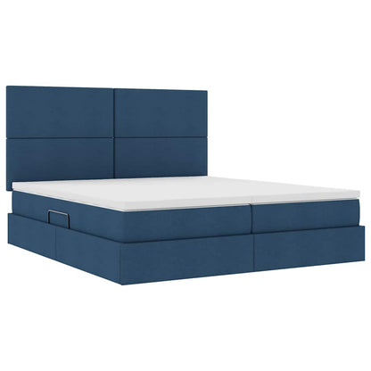 Letto con contenitore LED e materasso Blu 180 x 200 cm Tessuto