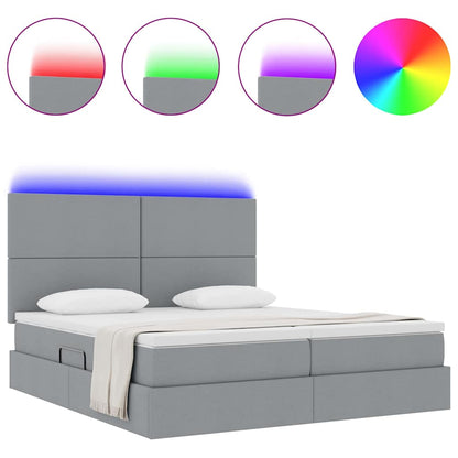Letto con contenitore LED e materasso Grigio Chiaro