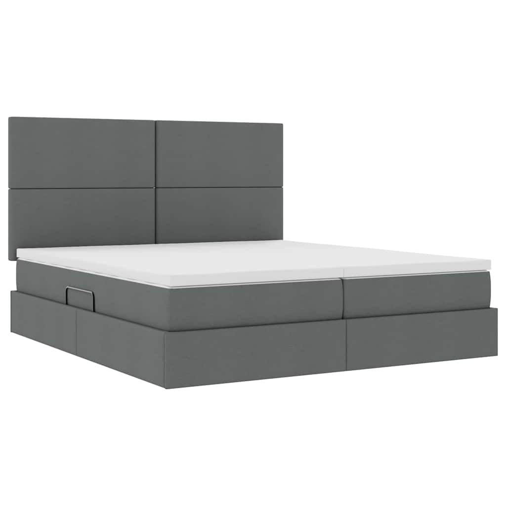 Letto con contenitore LED e materasso Grigio Scuro 200 x 200 cm