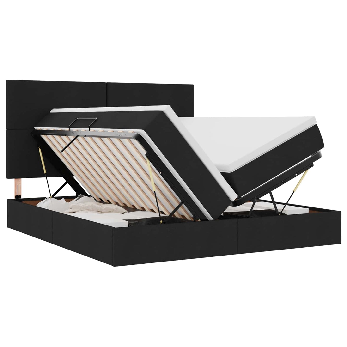 Letto con contenitore LED e materasso Nero 200 x 200 cm Tessuto