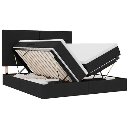 Letto con contenitore LED e materasso Nero 200 x 200 cm Tessuto