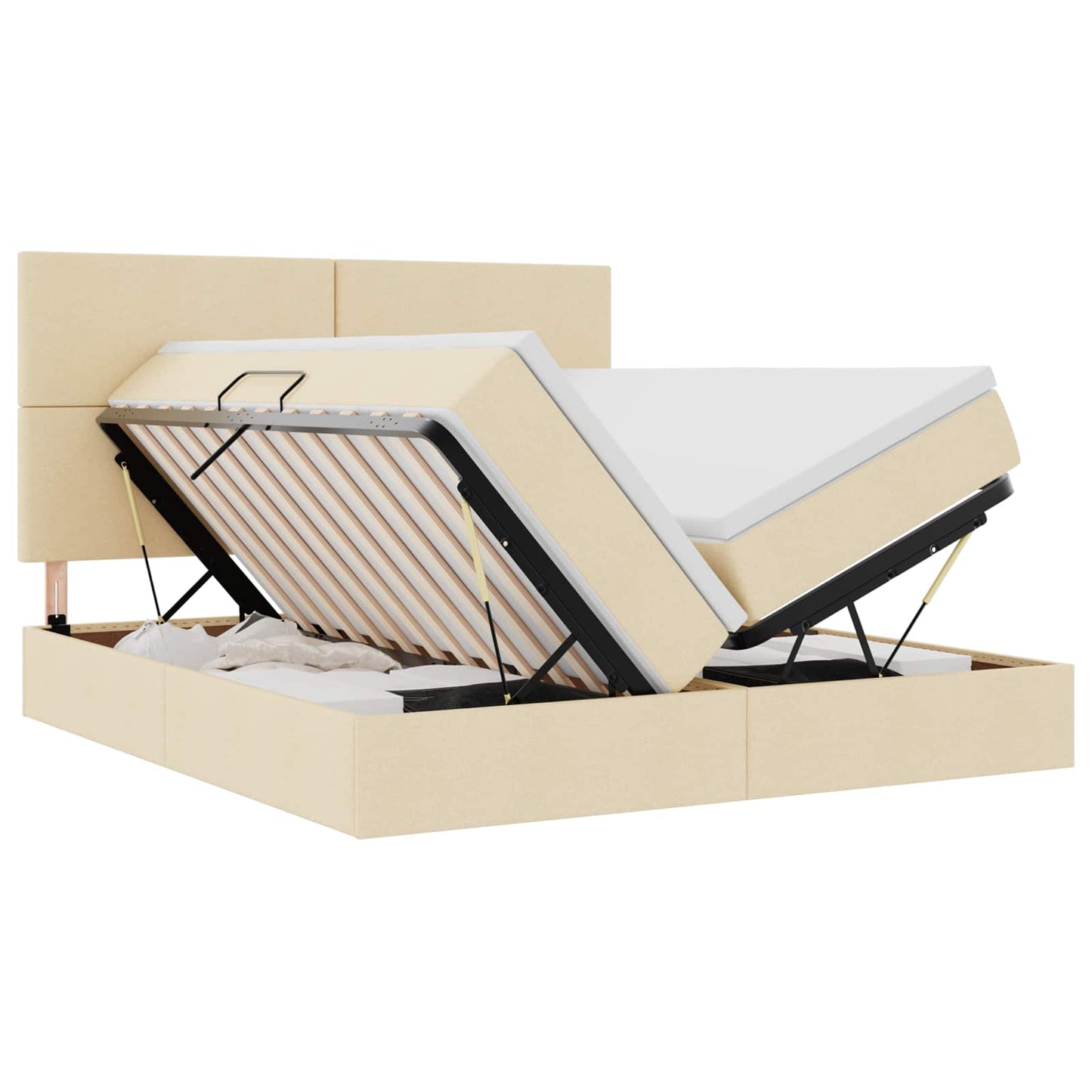 Letto con contenitore LED e materasso Crema 200 x 200 cm