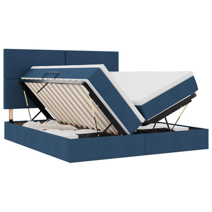 Letto con contenitore LED e materasso Blu 200 x 200 cm Tessuto
