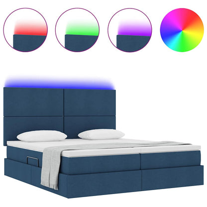 Letto con contenitore LED e materasso Blu 200 x 200 cm Tessuto
