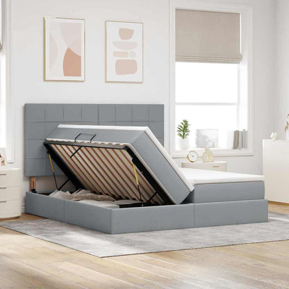 Letto con contenitore LED e materasso Grigio Chiaro