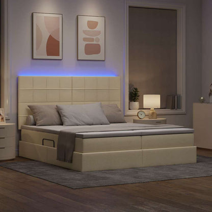 Letto con contenitore LED e materasso Crema 180 x 200 cm
