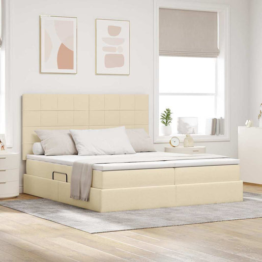 Letto con contenitore LED e materasso Crema 180 x 200 cm