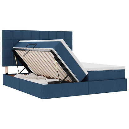 Letto con contenitore LED e materasso Blu 180 x 200 cm Tessuto