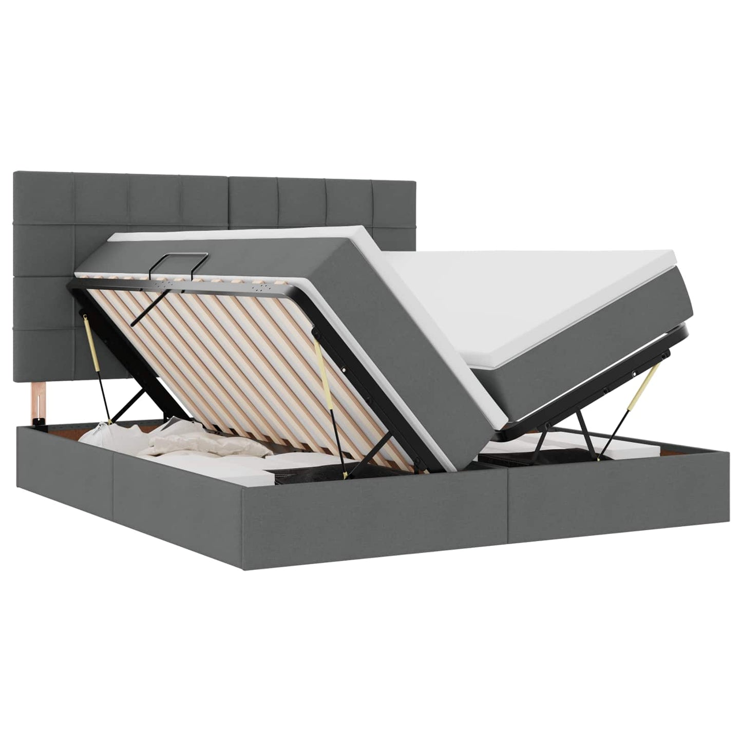 Letto con contenitore LED e materasso Grigio Scuro 200 x 200 cm