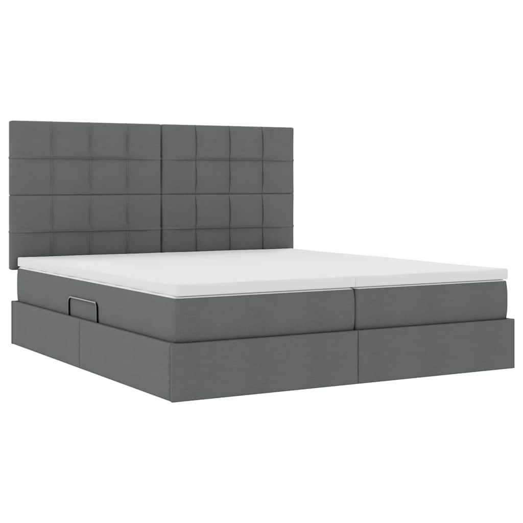 Letto con contenitore LED e materasso Grigio Scuro 200 x 200 cm
