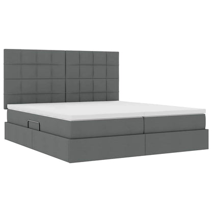 Letto con contenitore LED e materasso Grigio Scuro 200 x 200 cm