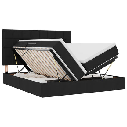 Letto con contenitore LED e materasso Nero 200 x 200 cm Tessuto