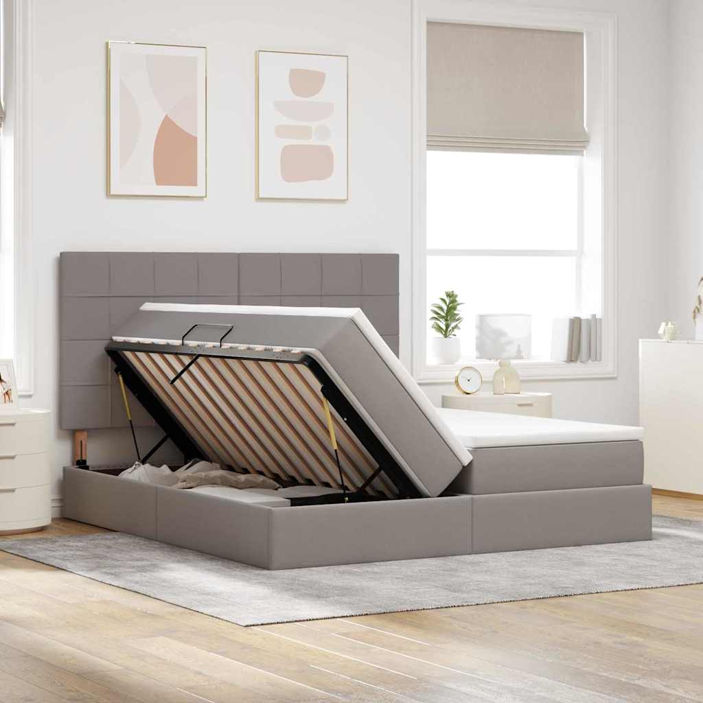 Letto con contenitore LED e materasso Tortora 200 x 200 cm
