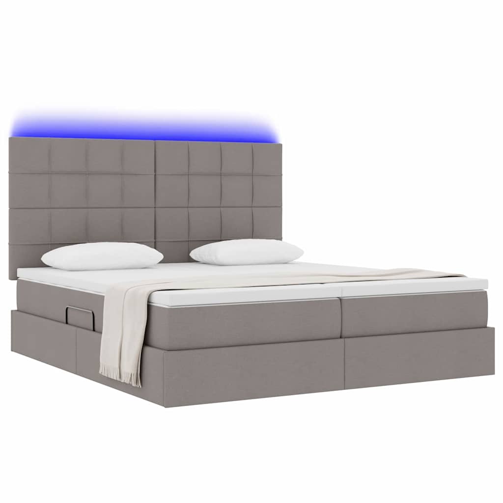 Letto con contenitore LED e materasso Tortora 200 x 200 cm