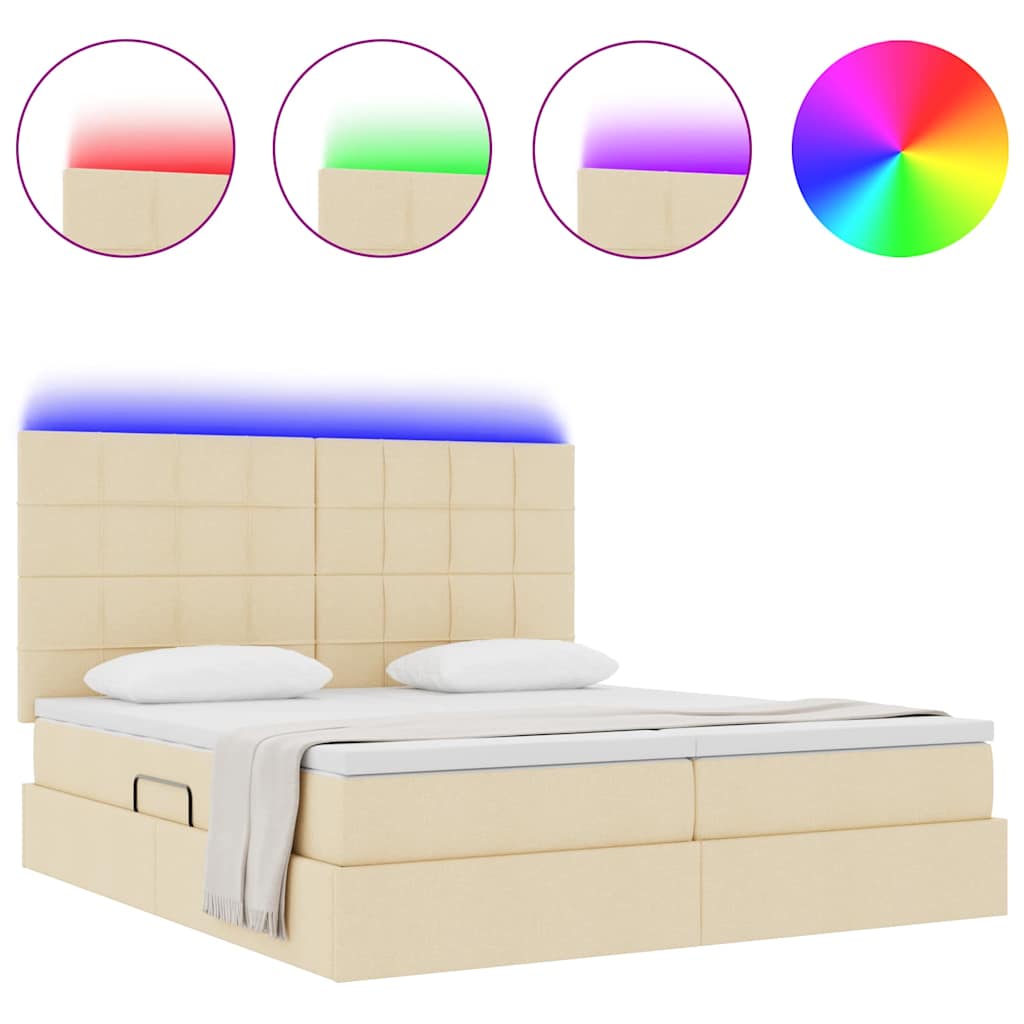 Letto con contenitore LED e materasso Crema 200 x 200 cm