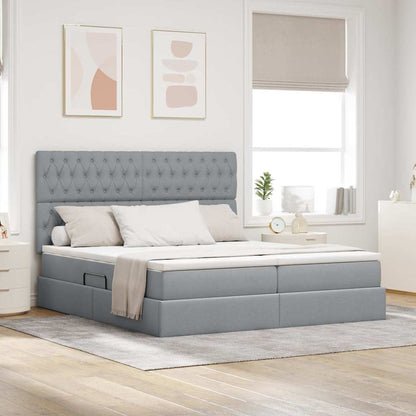 Letto con contenitore LED e materasso Grigio Chiaro