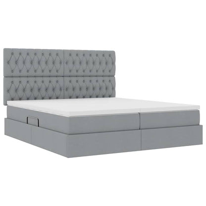 Letto con contenitore LED e materasso Grigio Chiaro