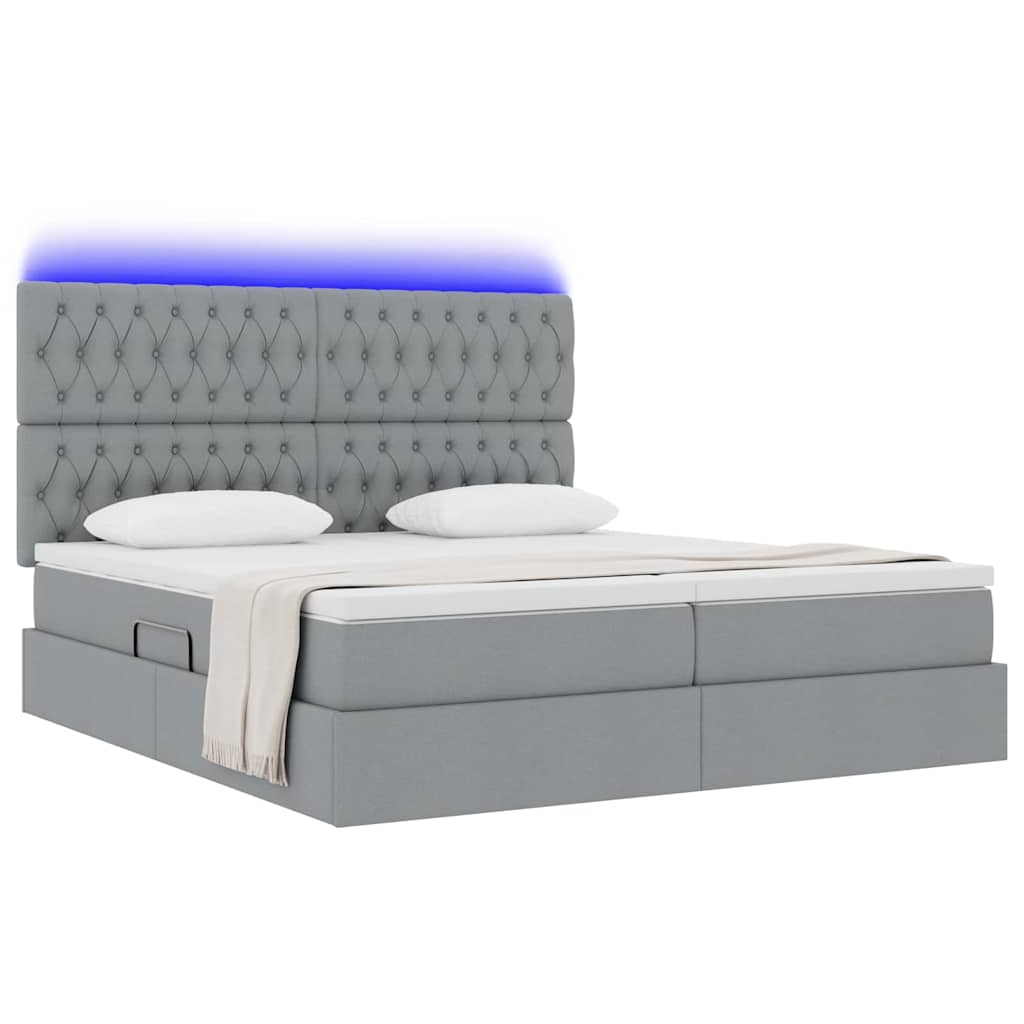 Letto con contenitore LED e materasso Grigio Chiaro