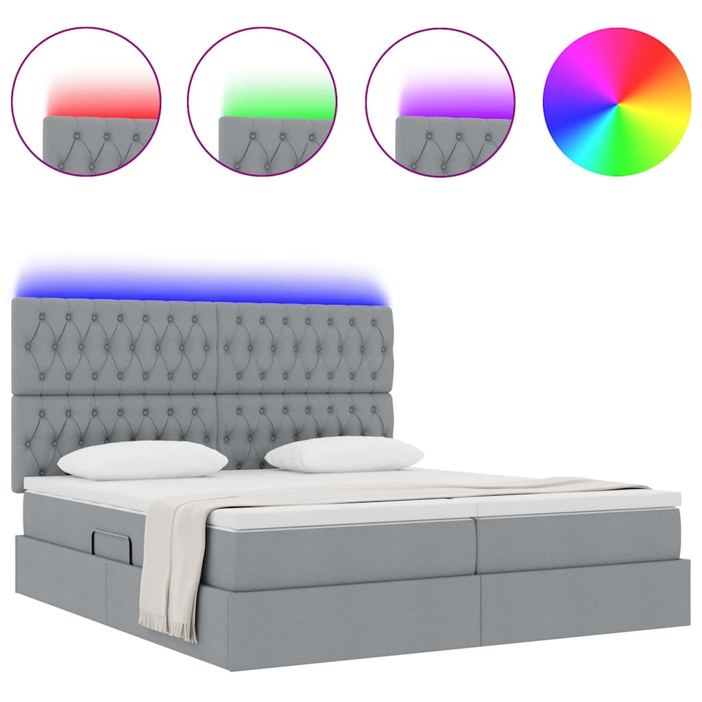 Letto con contenitore LED e materasso Grigio Chiaro