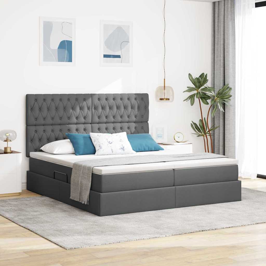 Letto con contenitore LED e materasso Grigio Scuro 180 x 200 cm