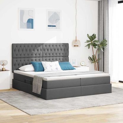 Letto con contenitore LED e materasso Grigio Scuro 180 x 200 cm