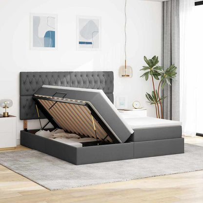 Letto con contenitore LED e materasso Grigio Scuro 180 x 200 cm