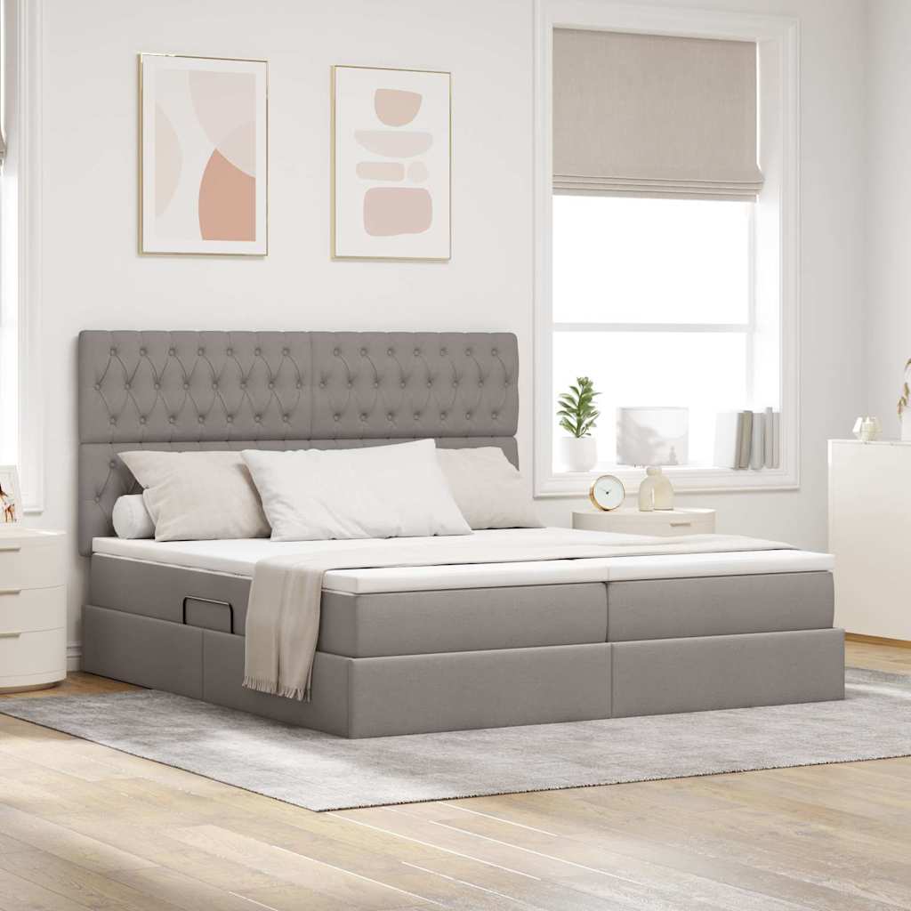 Letto con contenitore LED e materasso Tortora 180 x 200 cm