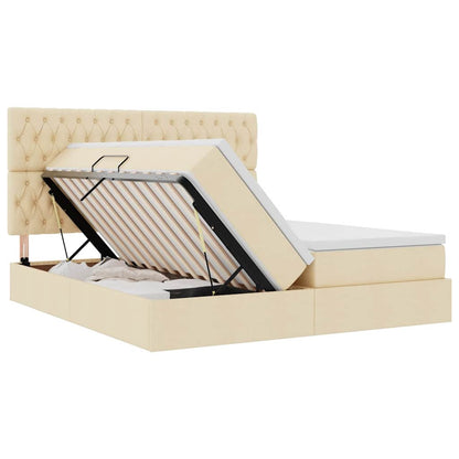 Letto con contenitore LED e materasso Crema 180 x 200 cm