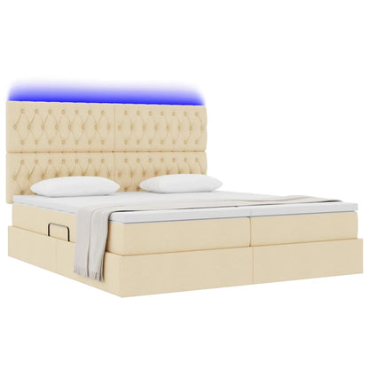 Letto con contenitore LED e materasso Crema 180 x 200 cm