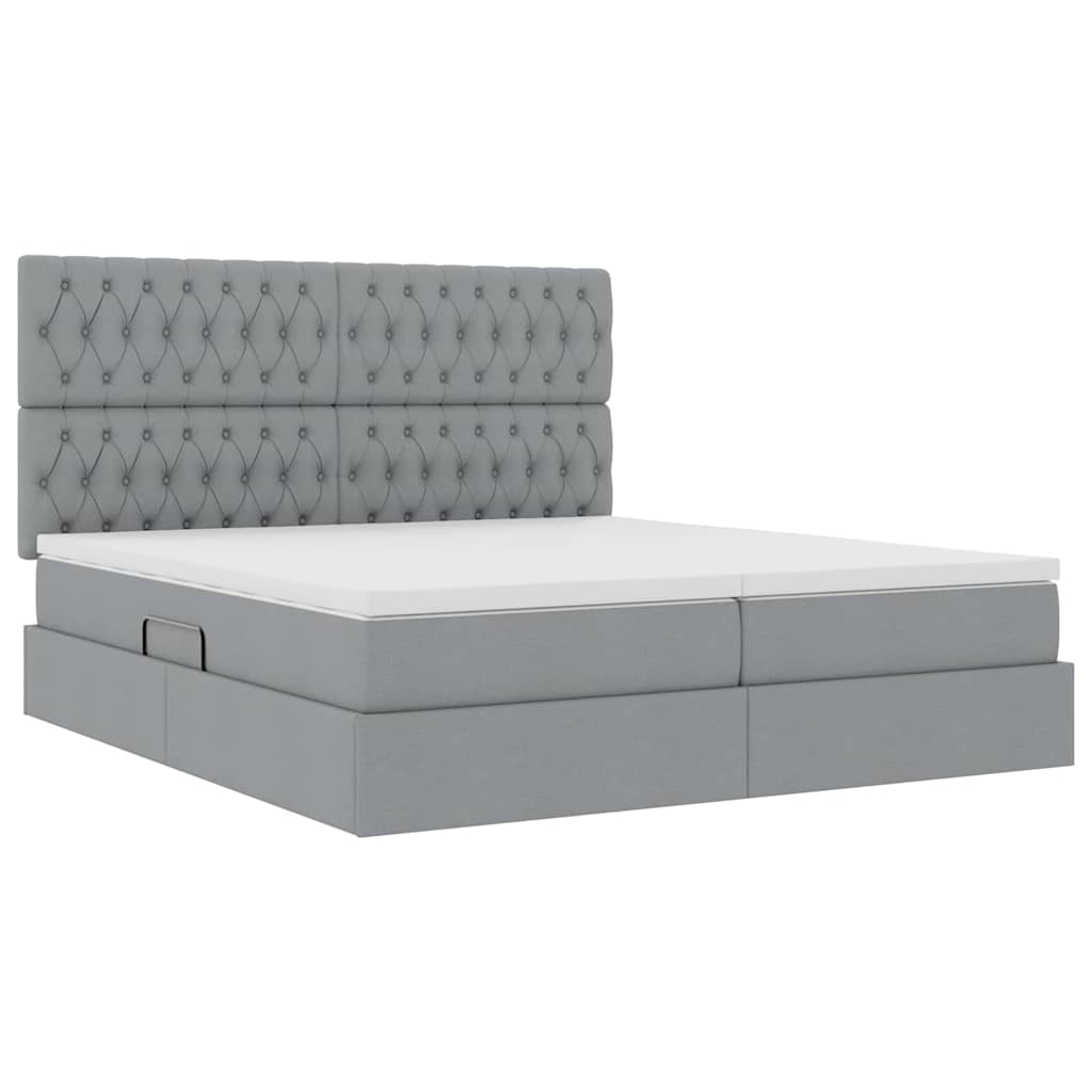 Letto con contenitore LED e materasso Grigio Chiaro