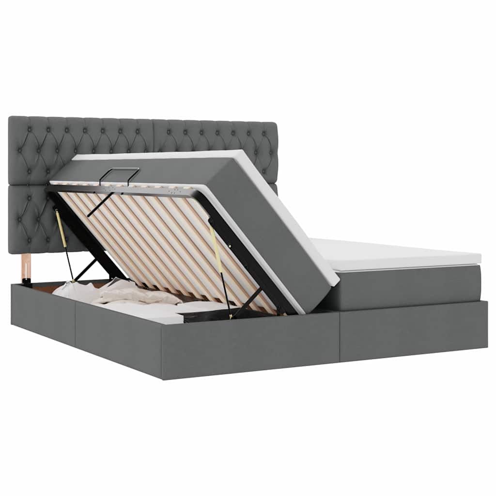 Letto con contenitore LED e materasso Grigio Scuro 200 x 200 cm