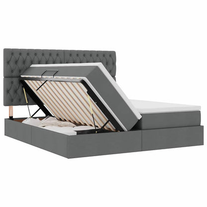 Letto con contenitore LED e materasso Grigio Scuro 200 x 200 cm