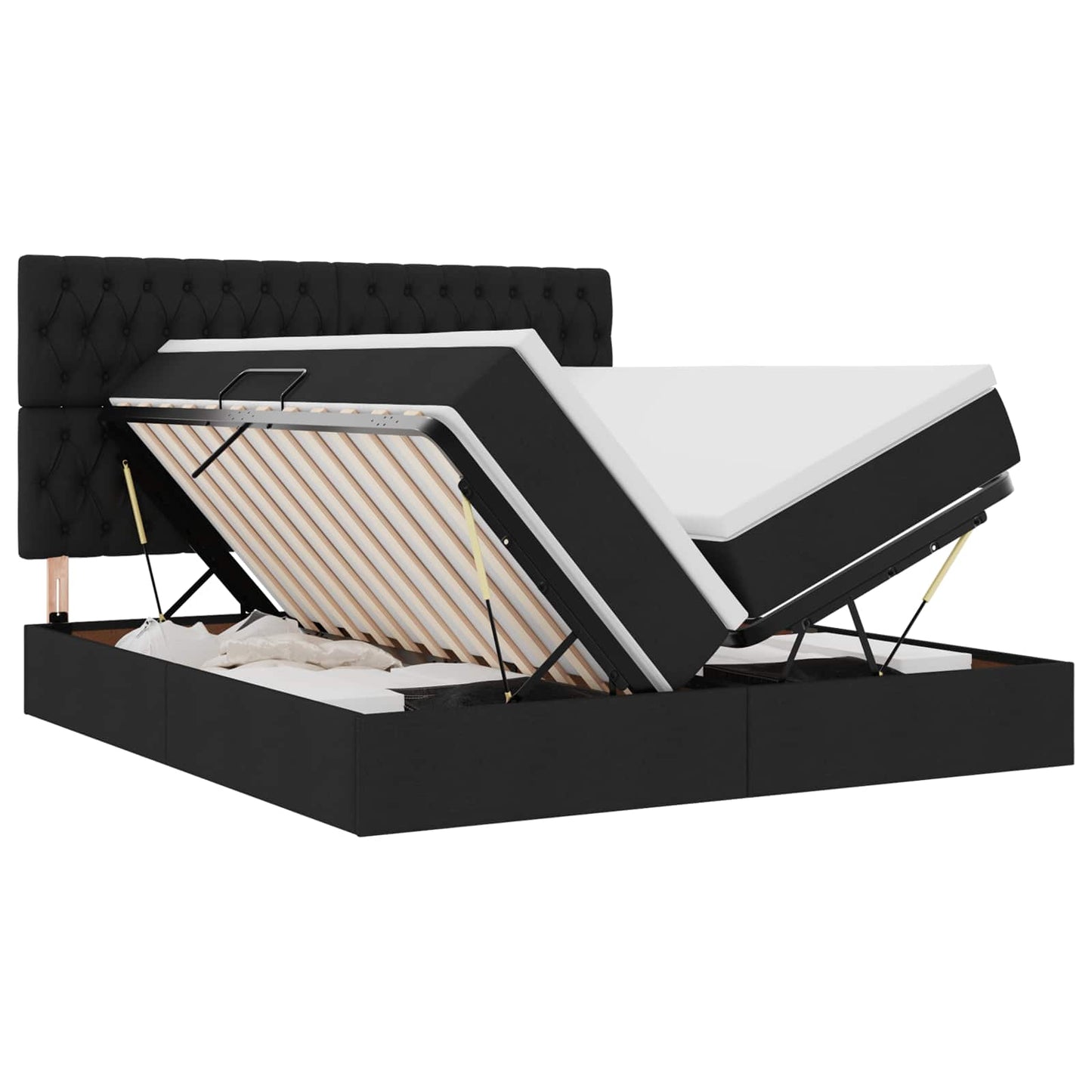 Letto con contenitore LED e materasso Nero 200 x 200 cm Tessuto