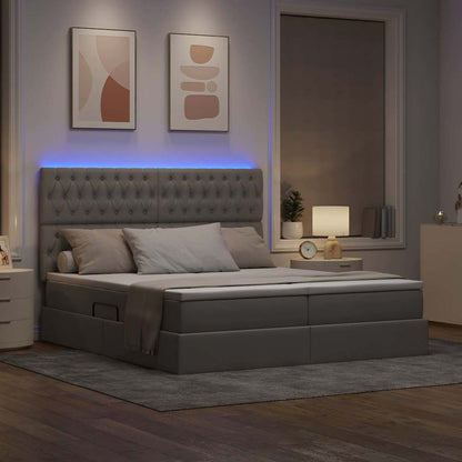 Letto con contenitore LED e materasso Tortora 200 x 200 cm
