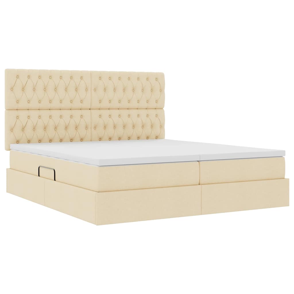Letto con contenitore LED e materasso Crema 200 x 200 cm