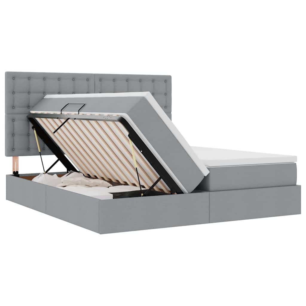 Letto con contenitore LED e materasso Grigio Chiaro