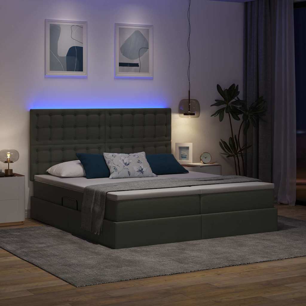 Letto con contenitore LED e materasso Grigio Scuro 180 x 200 cm